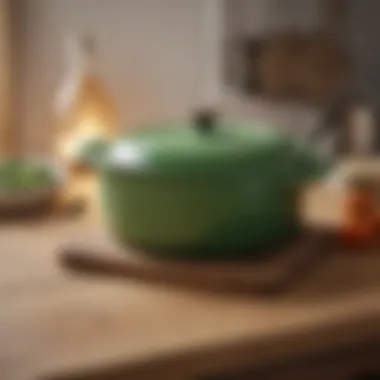 Stylish Green Pan Dutch Oven on a wooden countertop