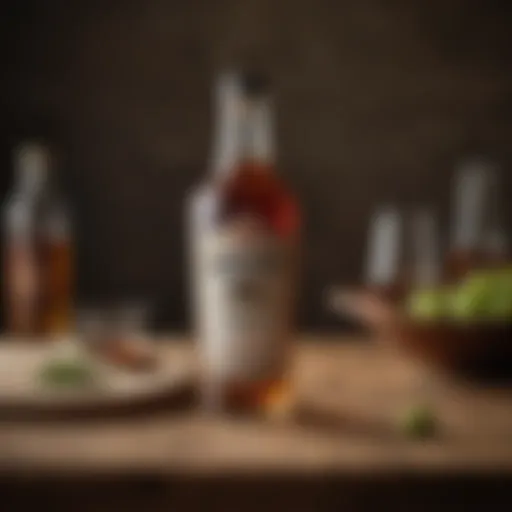 A vintage vermouth bottle displayed elegantly on a wooden table