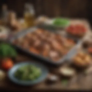 Rustic Presentation of Low Carb Cuisine A beautifully presented low carb meal on a rustic table