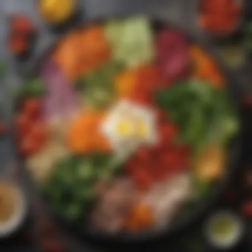 A vibrant platter of low carb vegetables and proteins
