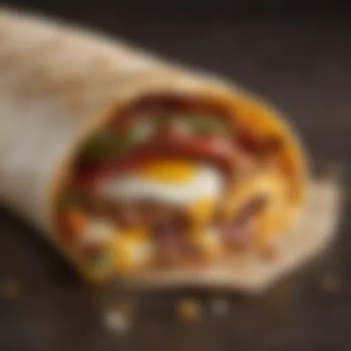 Close-up view of the McDonald's Breakfast Wrap showcasing its vibrant ingredients