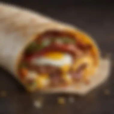 Vibrant Ingredients of the Breakfast Wrap Close-up view of the McDonald's Breakfast Wrap showcasing its vibrant ingredients