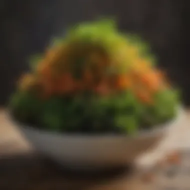 Vibrant Culinary Creation with Seaweed Moss A vibrant dish showcasing seaweed moss as a key ingredient