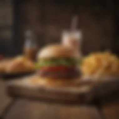 Artistic Presentation of the Whopper Artistic presentation of the Whopper on a rustic table