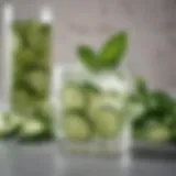 Elegant cocktail featuring gin, basil, and cucumber