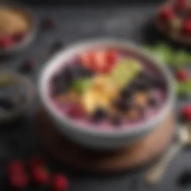 Delicious Smoothie Bowl Featuring Blackberries A delicious smoothie bowl topped with blackberries and other fruits