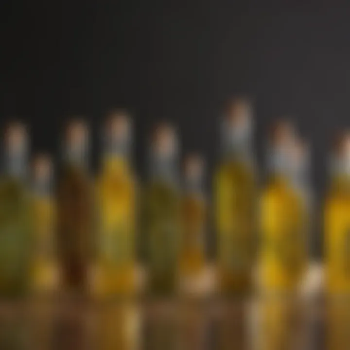 Assortment of olive oil drizzle bottles made from various materials