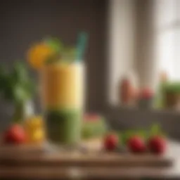 A vibrant tea smoothie filled with fresh fruits and greens, showcasing its aesthetic appeal.