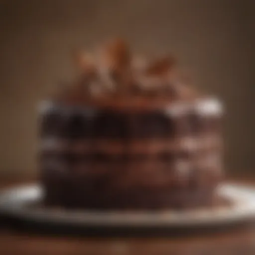 Decadent layers of chocolate moose cake showcasing rich textures
