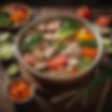 A bowl of Sinigang showcasing its vibrant colors and ingredients