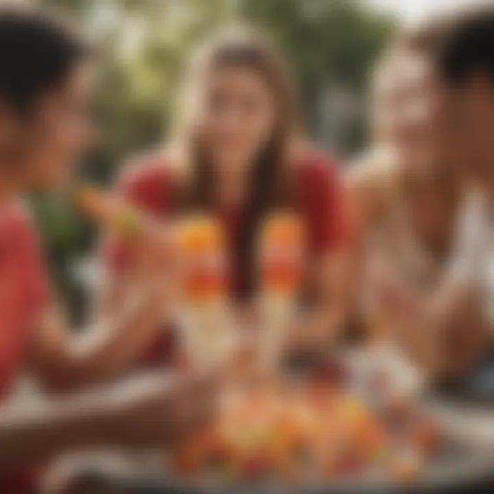 A group of friends enjoying Skittles Ice Pops at a summer gathering