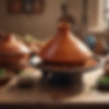 Illustration of the unique cooking technique used with a tagine pot