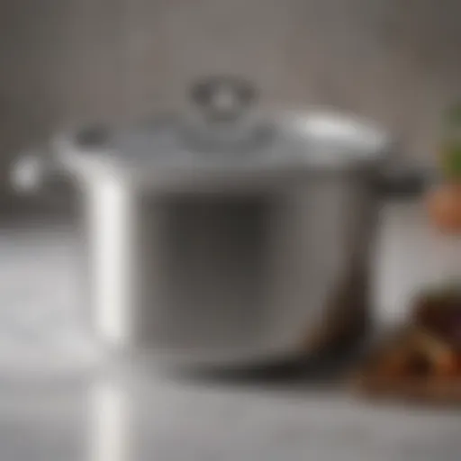 Elegant stock pot with strainer lid showcasing its dual functionality