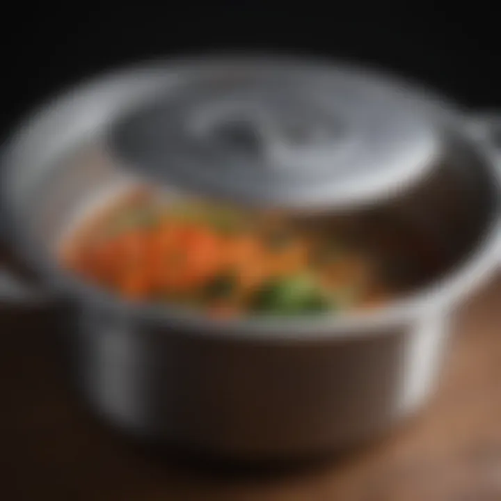 Close-up of the strainer lid emphasizing its design and utility