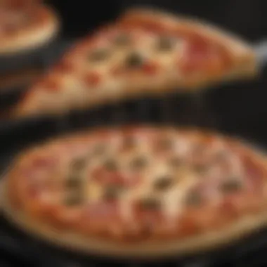 Freshly Baked Pizza Perfection A freshly baked pizza on a pizza stone in an air fryer.