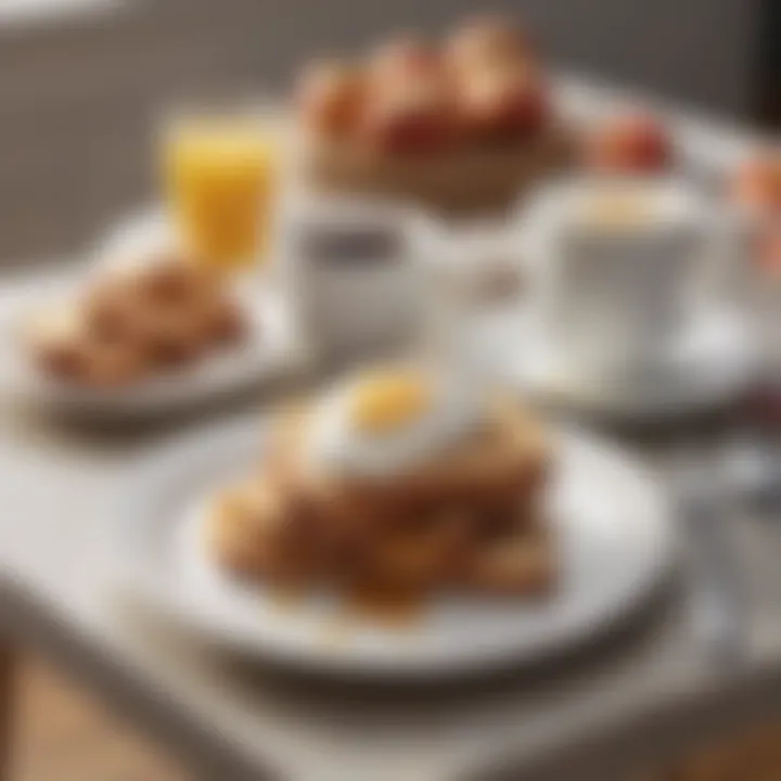 A beautifully styled breakfast table featuring apple toast with yogurt