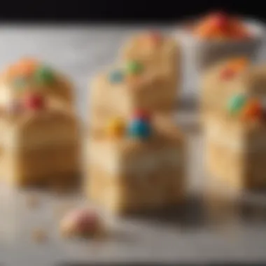 Elegant presentation of Rice Krispies desserts in unique shapes and colors