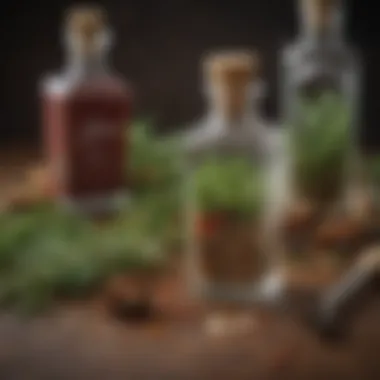 Herbs and Spices to Elevate Vodka An elegant display of herbs and spices suitable for vodka infusion