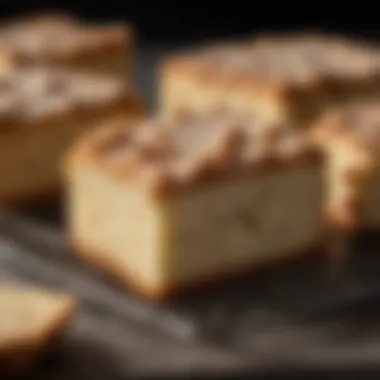Freshly Baked Crumb Cake A freshly baked crumb cake cooling on a rack, showcasing its perfect texture
