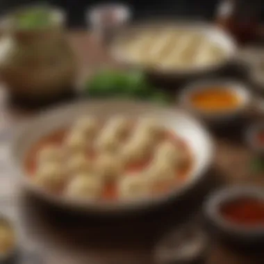 Complementary Sauces for Dumplings An array of flavorful sauces served alongside dumplings