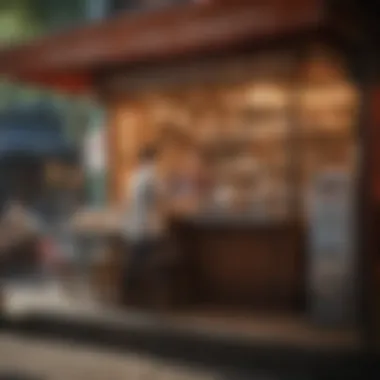 A traditional tea stall bustling with customers enjoying milk tea.