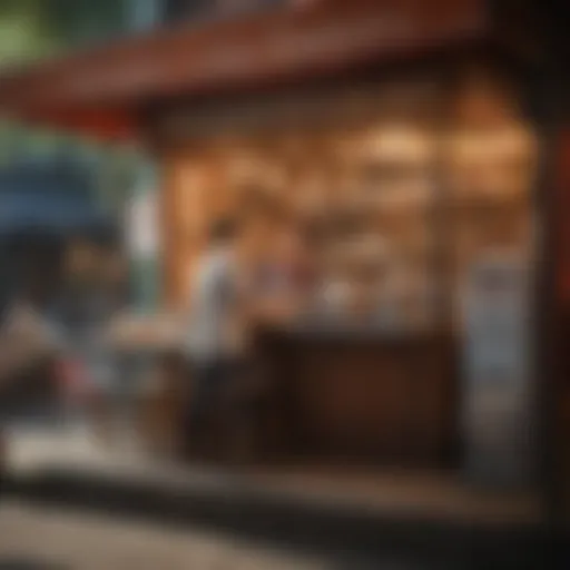 A traditional tea stall bustling with customers enjoying milk tea.