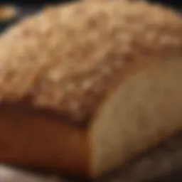 Close-up of freshly baked quinoa bread showcasing its texture and grains