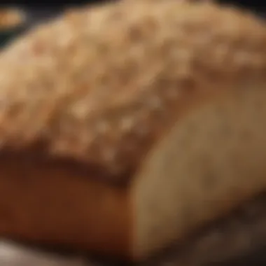 Close-up of freshly baked quinoa bread showcasing its texture and grains