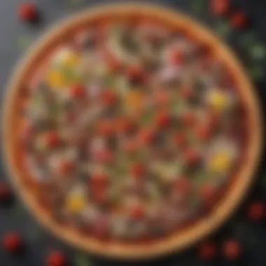 Gourmet Toppings on Slim Crust An array of gourmet toppings artistically arranged on a slim pizza crust.