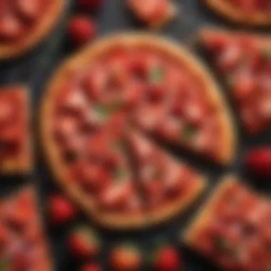 Colorful Strawberry-Infused Pizza Slices A colorful presentation of strawberry-infused pizza slices