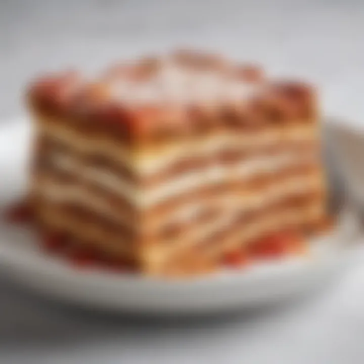 Ricotta cheese layered in a lasagna dish