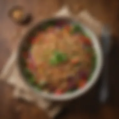 A vibrant dish showcasing small raw peanuts incorporated into a colorful salad.