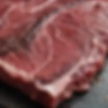 The Intricate Marbling of Wagyu Beef Close-up of the marbling in Wagyu beef showcasing its rich texture