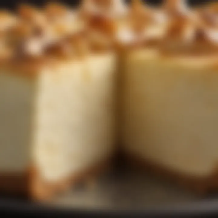 A close-up view of creamy cheesecake texture showcasing its richness