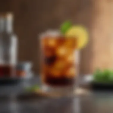 Refreshing Iced Cold Brew Presentation A refreshing glass of iced cold brew with garnishes and vibrant colors