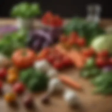 A variety of fresh vegetables laid out on a kitchen counter.