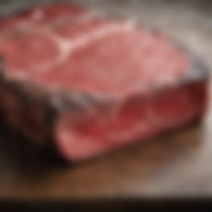 Close-up of a beautifully marbled Wagyu steak showcasing its rich texture