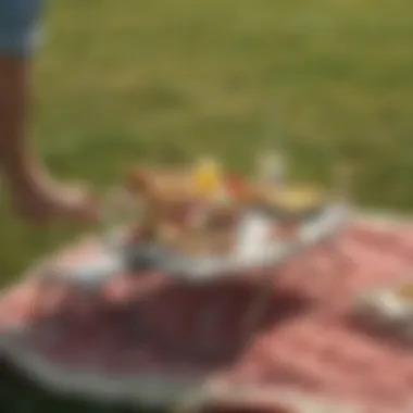 Practical Use of Foldable Tables in Picnics A foldable table set up for a picnic, showing practical usage
