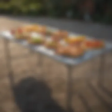 Versatile Foldable Tables for Outdoor Use Different types of foldable tables with handles displayed outdoors