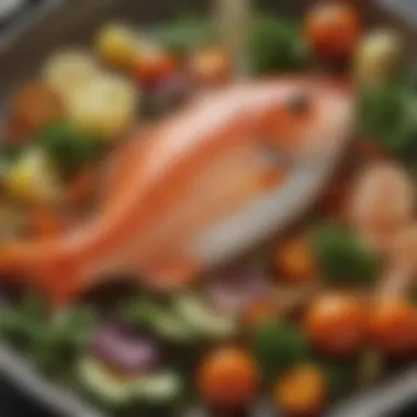 Fatty Fish for Luscious Locks An artistically plated dish featuring fatty fish and vegetables
