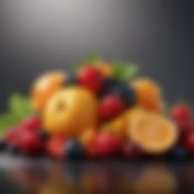 Fruits and Berries: Nature's Antioxidants A colorful display of fruits and berries arranged artfully