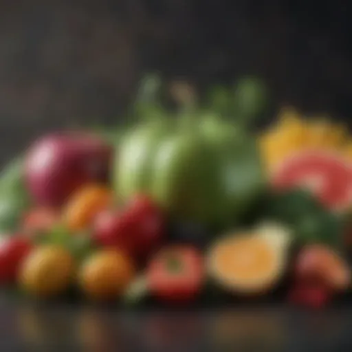 A vibrant array of fruits and vegetables rich in vitamins.