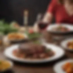 Delicious steak meal with celebratory decorations