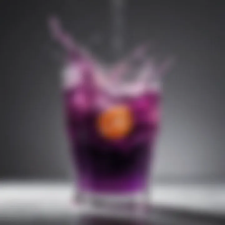 Close-up of Gatorade Purple pouring into a clear glass