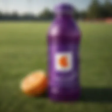 Vibrant Gatorade Purple bottle on a sports field