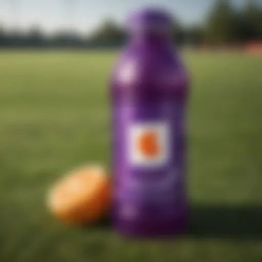 Vibrant Gatorade Purple bottle on a sports field