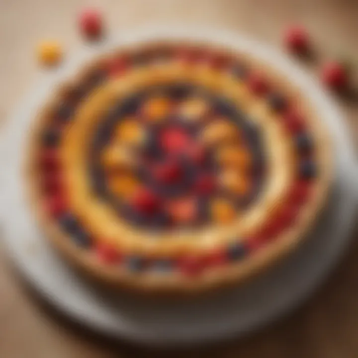 Close-up of a gluten-free tart shell filled with vibrant fruit filling