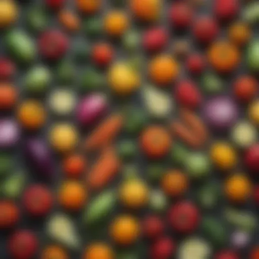 A colorful assortment of low glycemic index vegetables