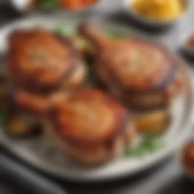 Delicious Butterflied Pork Chops Perfectly grilled butterflied pork chops on a platter