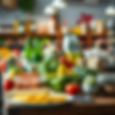 Budget-friendly grocery items laid out on a table